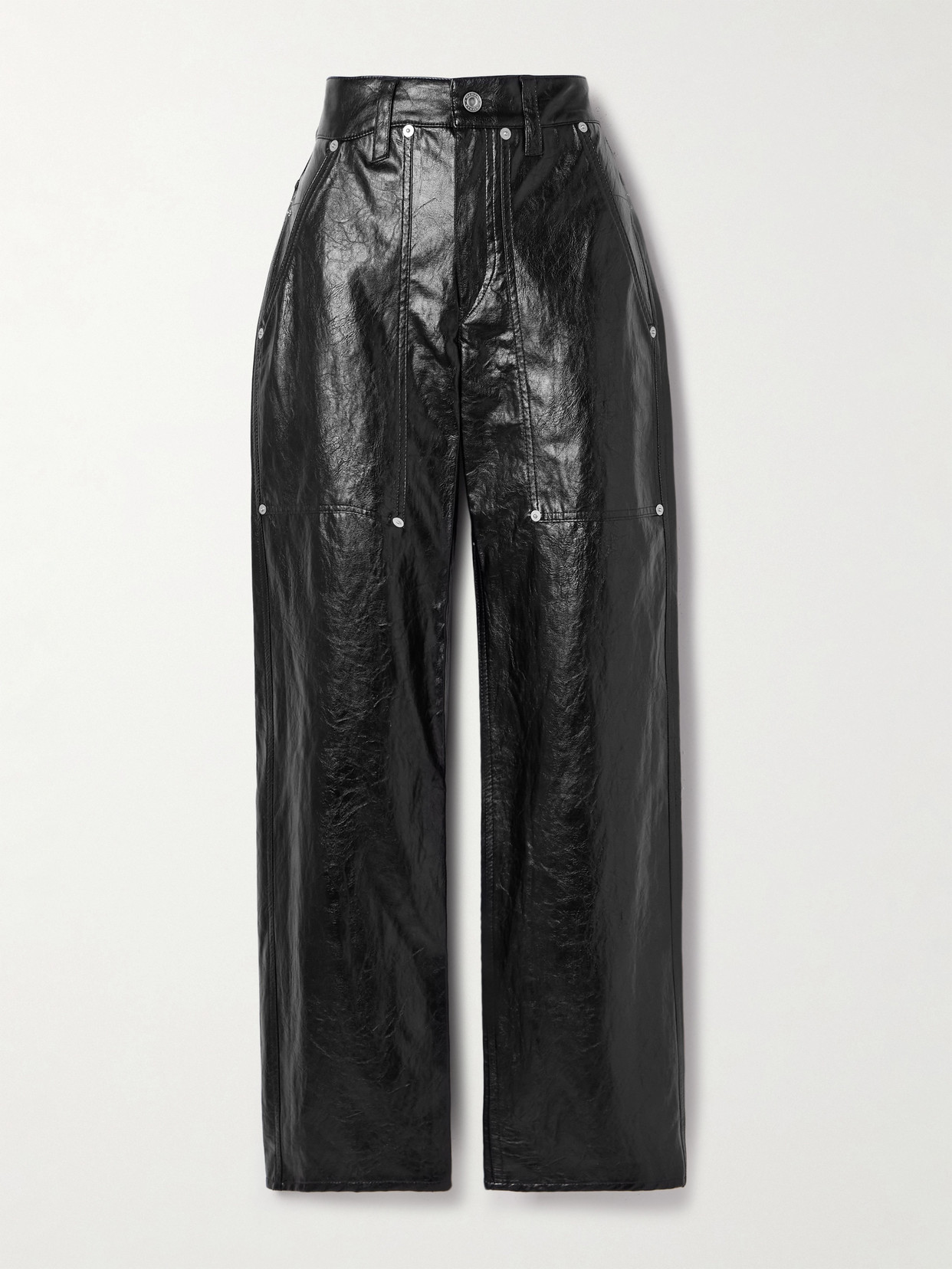 Isabel Marant Étoile Ariete Crinkled Faux Leather Straight-leg Pants In Black
