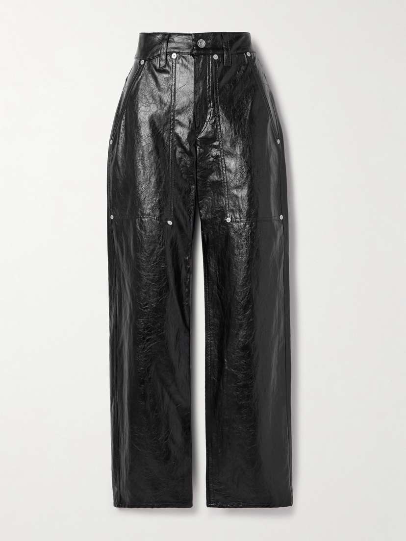 Marant Étoile Ariete Crinkled Faux Leather Straight-leg Pants