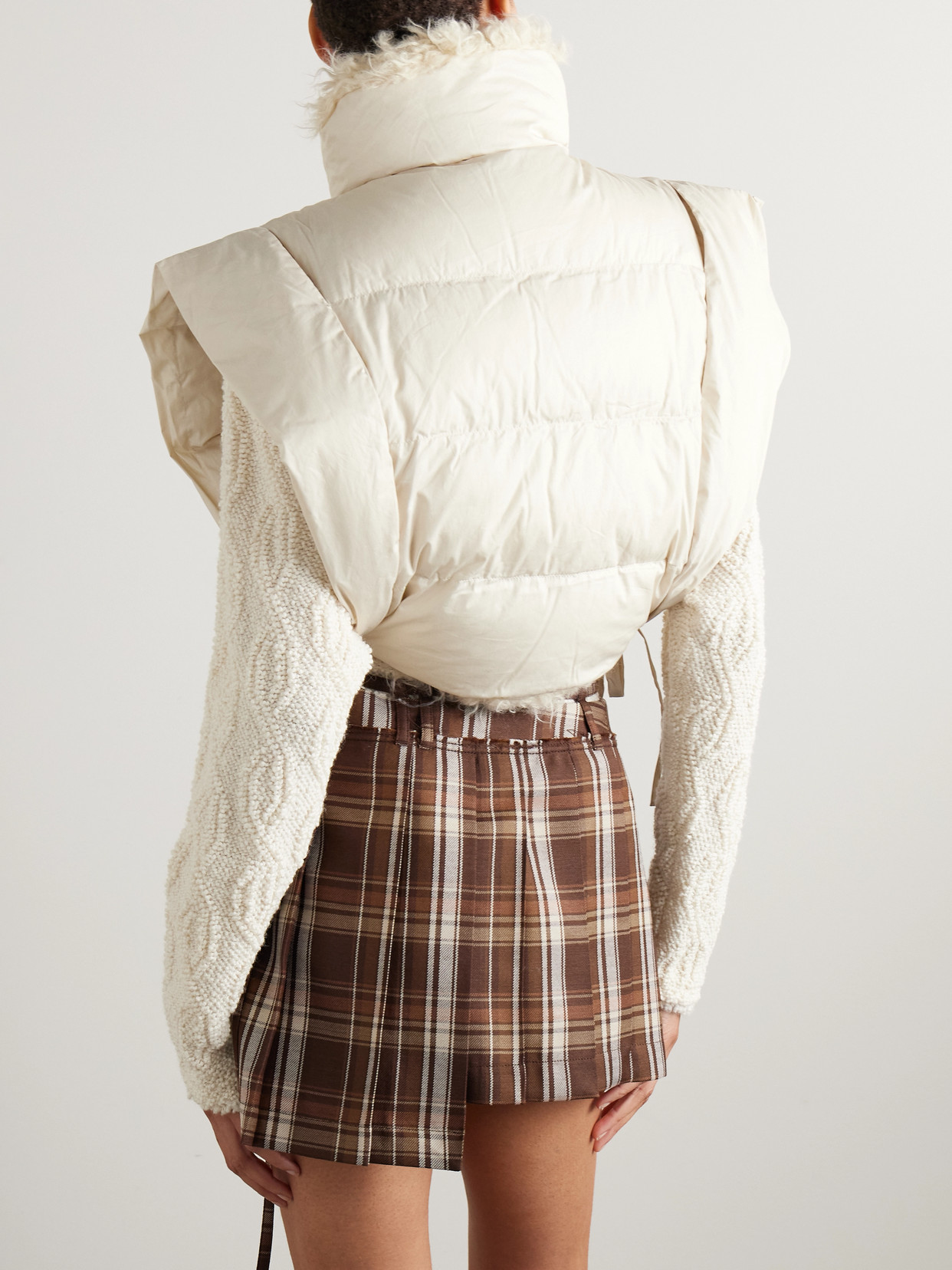 ISABEL MARANT ÉTOILE REVERSIBLE CROPPED QUILTED PADDED FAUX SHEARLING-TRIMMED SHELL VEST