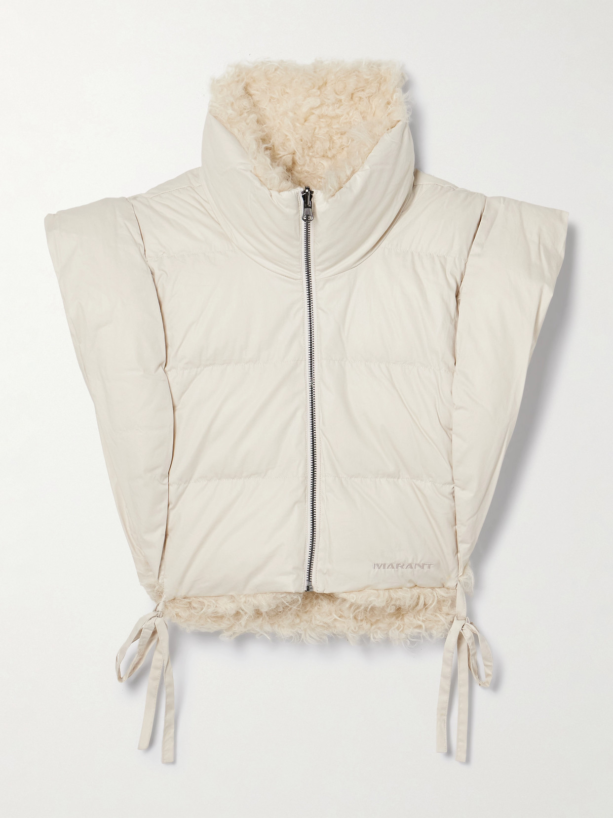 ISABEL MARANT ÉTOILE REVERSIBLE CROPPED QUILTED PADDED FAUX SHEARLING-TRIMMED SHELL VEST