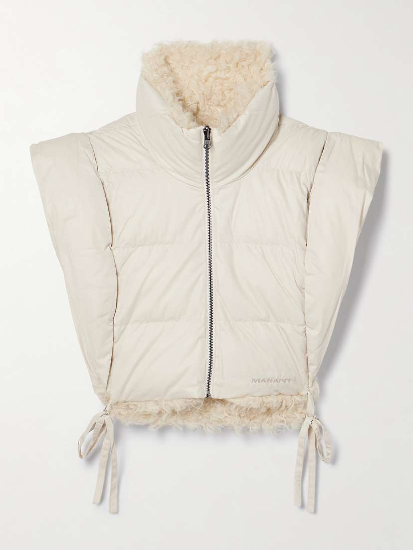 Marant Étoile Reversible Cropped Quilted Padded Faux Shearling-trimmed Shell Vest