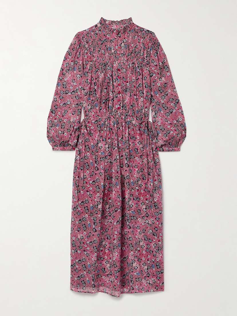 Marant Étoile Dalida Smocked Printed Cotton-blend Voile Midi Dress