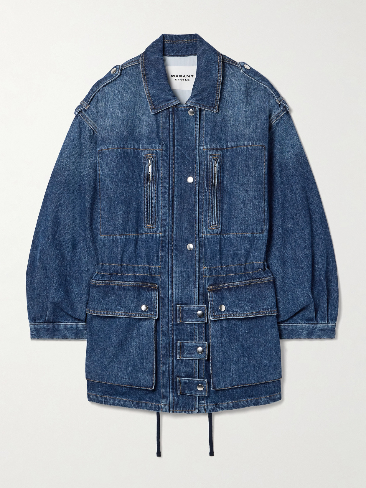 Isabel Marant Étoile Denim Coat Featuring Adjustable Waist In Blue