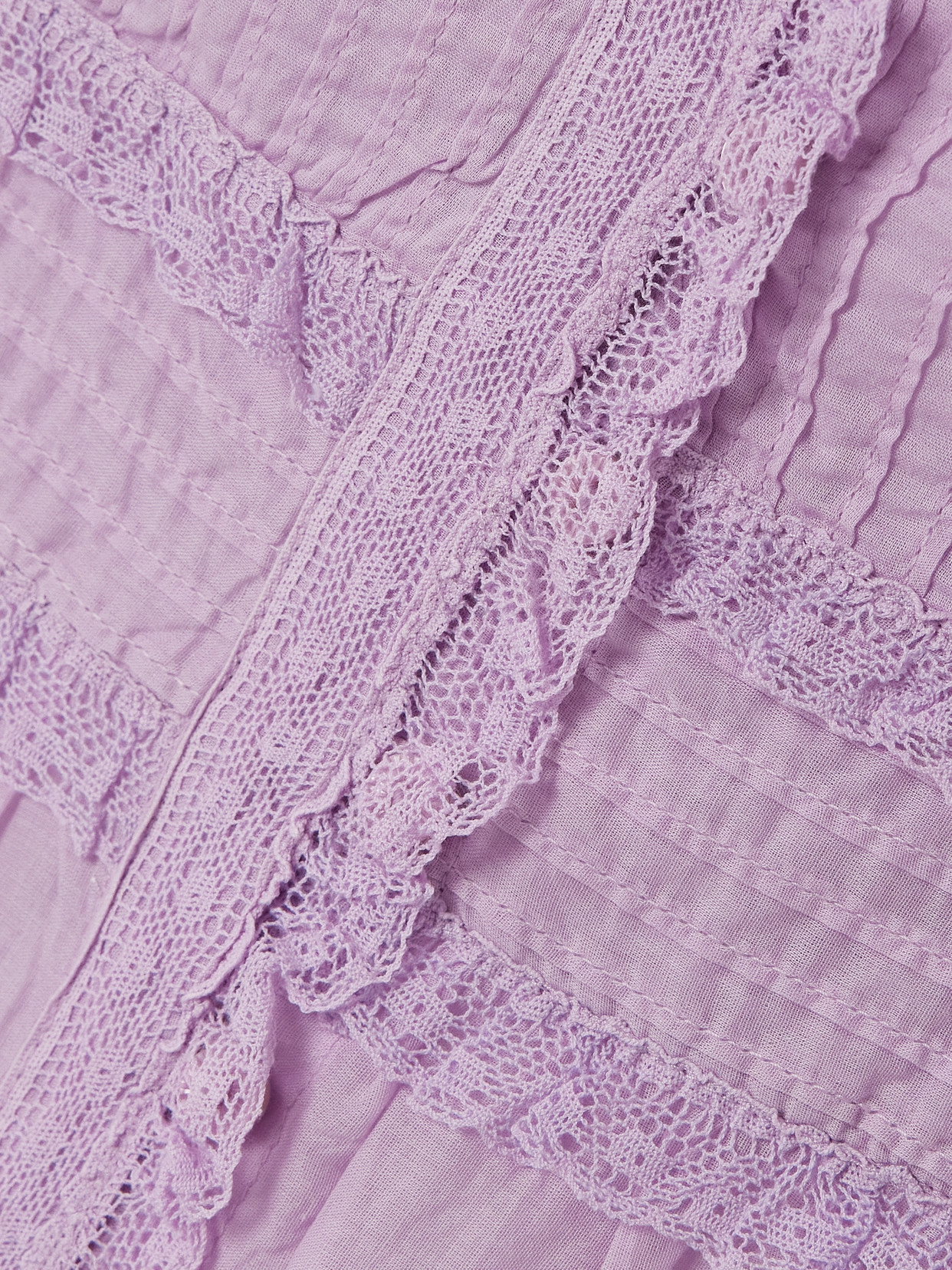 Isabel Marant Étoile Gloria Crocheted Lace-trimmed Pintucked Cotton-voile Top In Purple