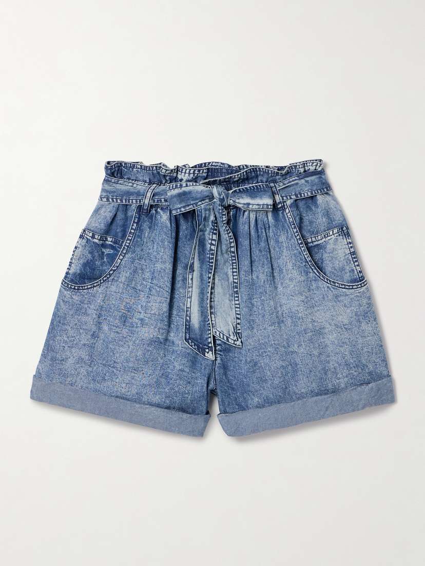 Marant Étoile Pierine Belted Lenzing™ Lyocell-chambray Shorts