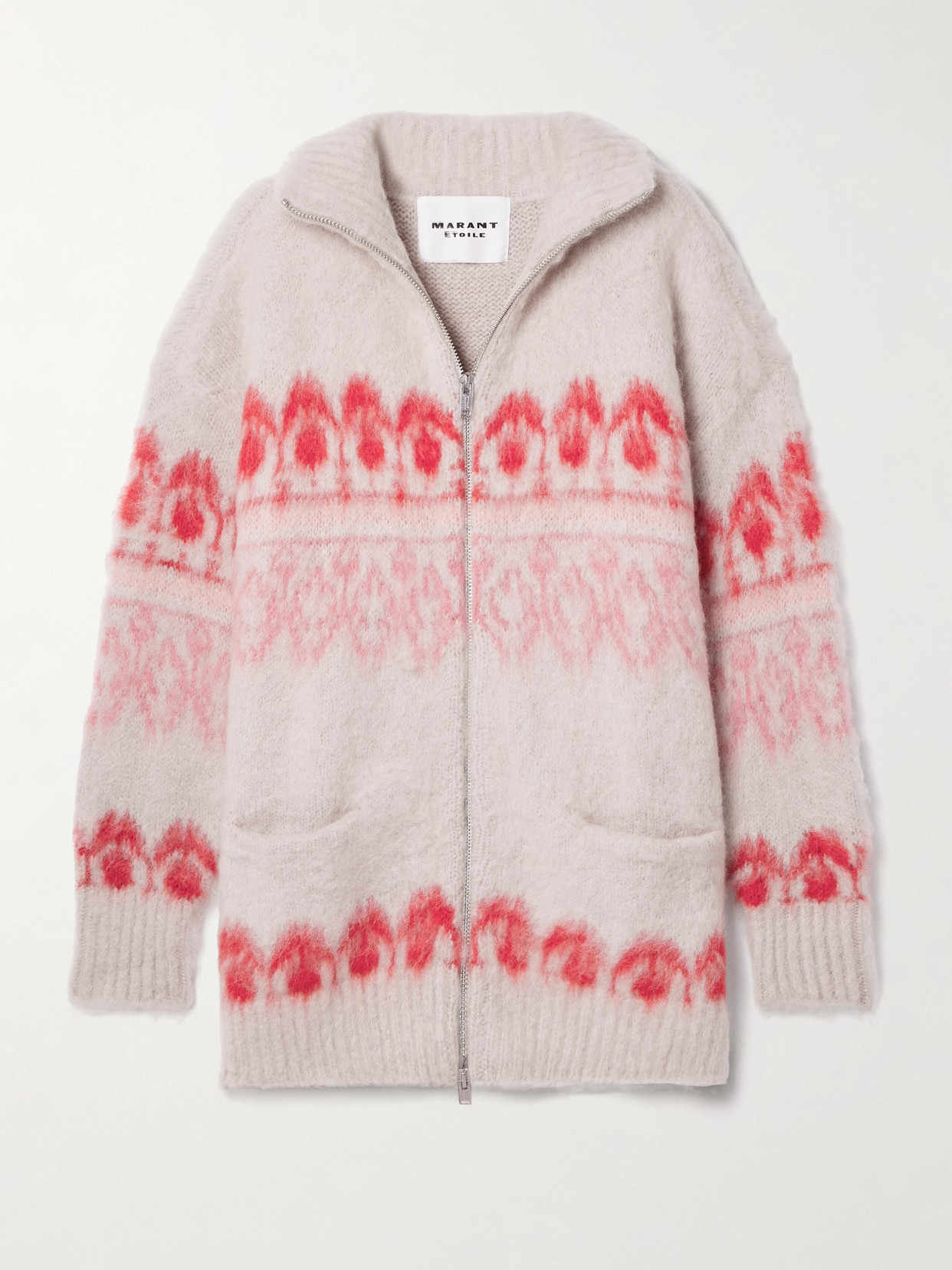 Isabel Marant Étoile Deloris Fair Isle Brushed-knit Cardigan In Pink