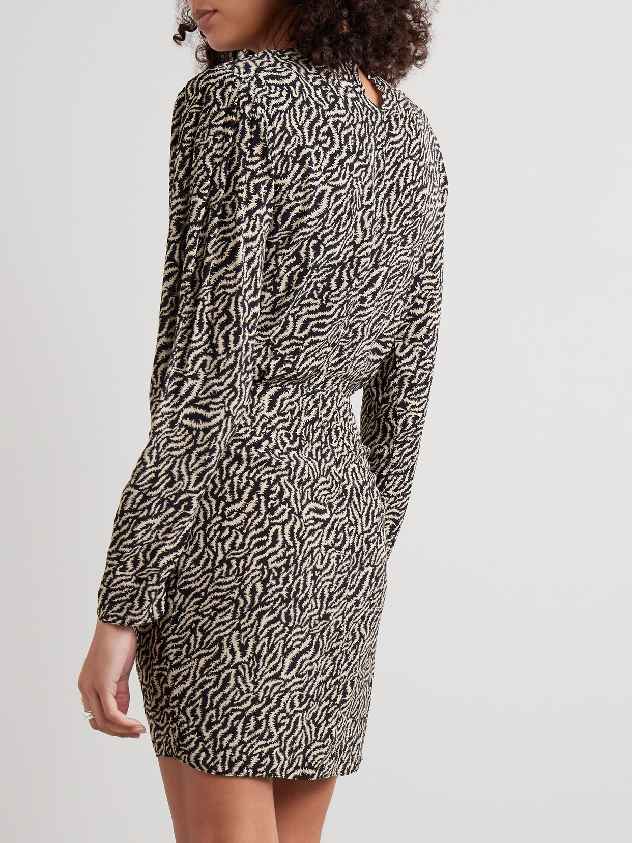 Isabel Marant Étoile Dulce Wrap-effect Twist-front Printed Crepe De Chine Mini Dress In Ecru