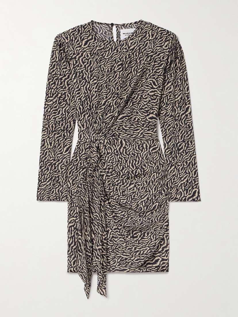 Marant Étoile Dulce Wrap-effect Twist-front Printed Crepe De Chine Mini Dress