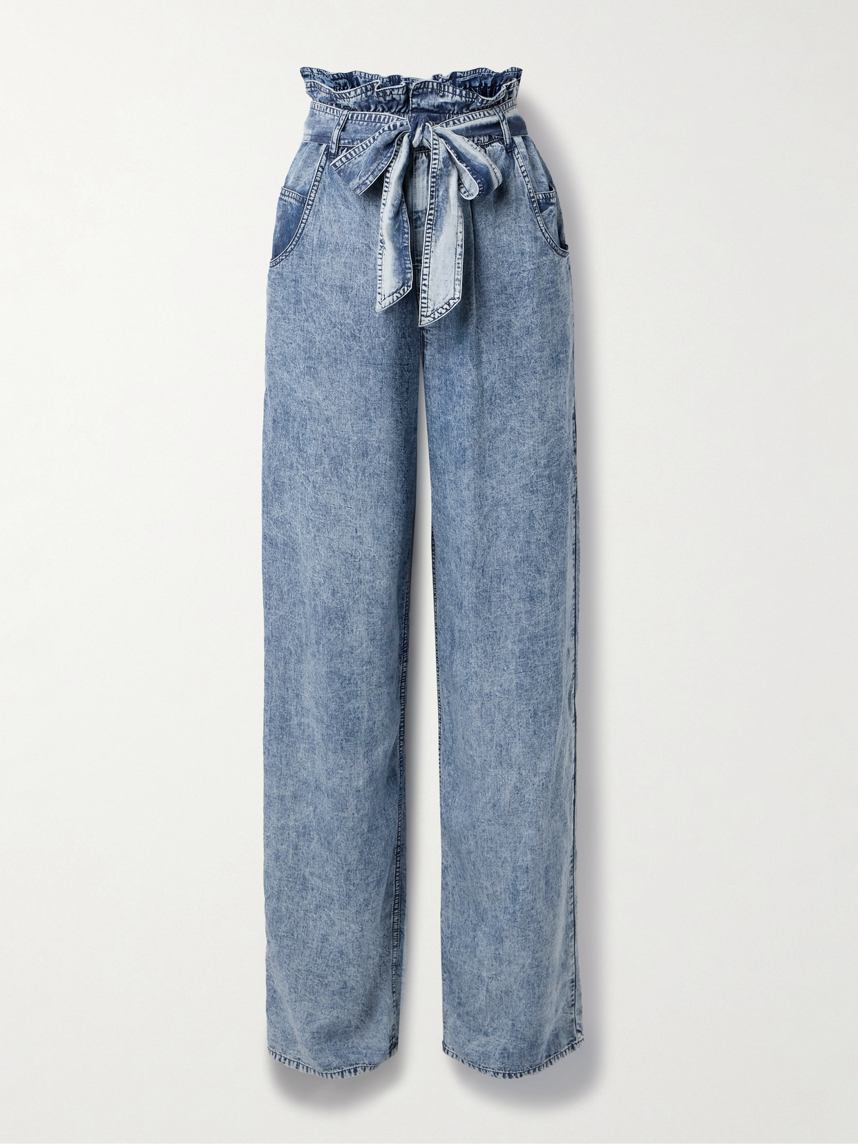 Marant Étoile - Priana Belted Lyocell-chambray Wide-leg Pants - Blue