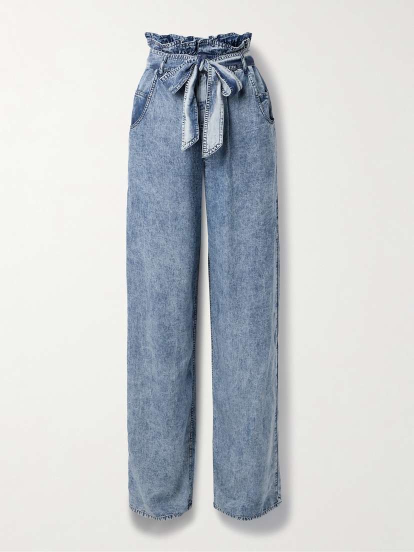 Marant Étoile Priana Belted Lyocell-chambray Wide-leg Pants