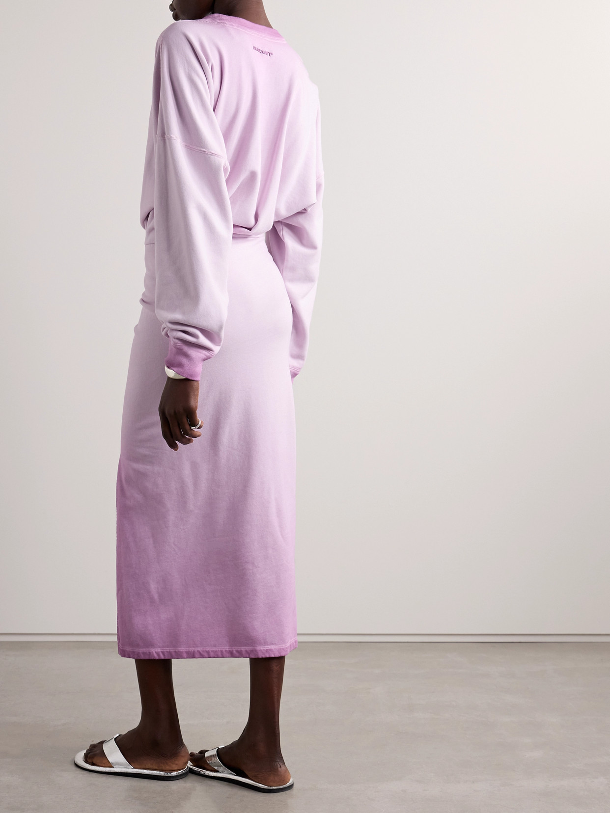 Isabel Marant Étoile Salomon Dégradé Ruched Cotton-jersey Midi Dress In Purple