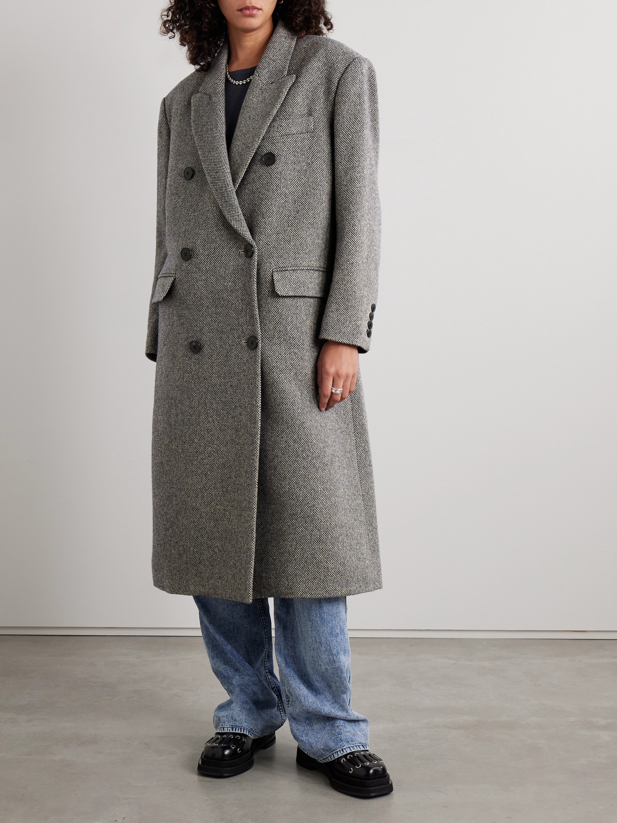 Isabel Marant Étoile Lexana Double-breasted Wool-blend Coat In Multi