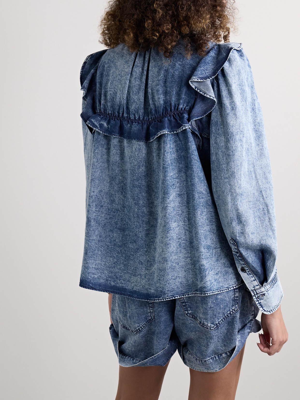 Marant Étoile - Idety Ruffled Lenzing Lyocell Chambray Shirt