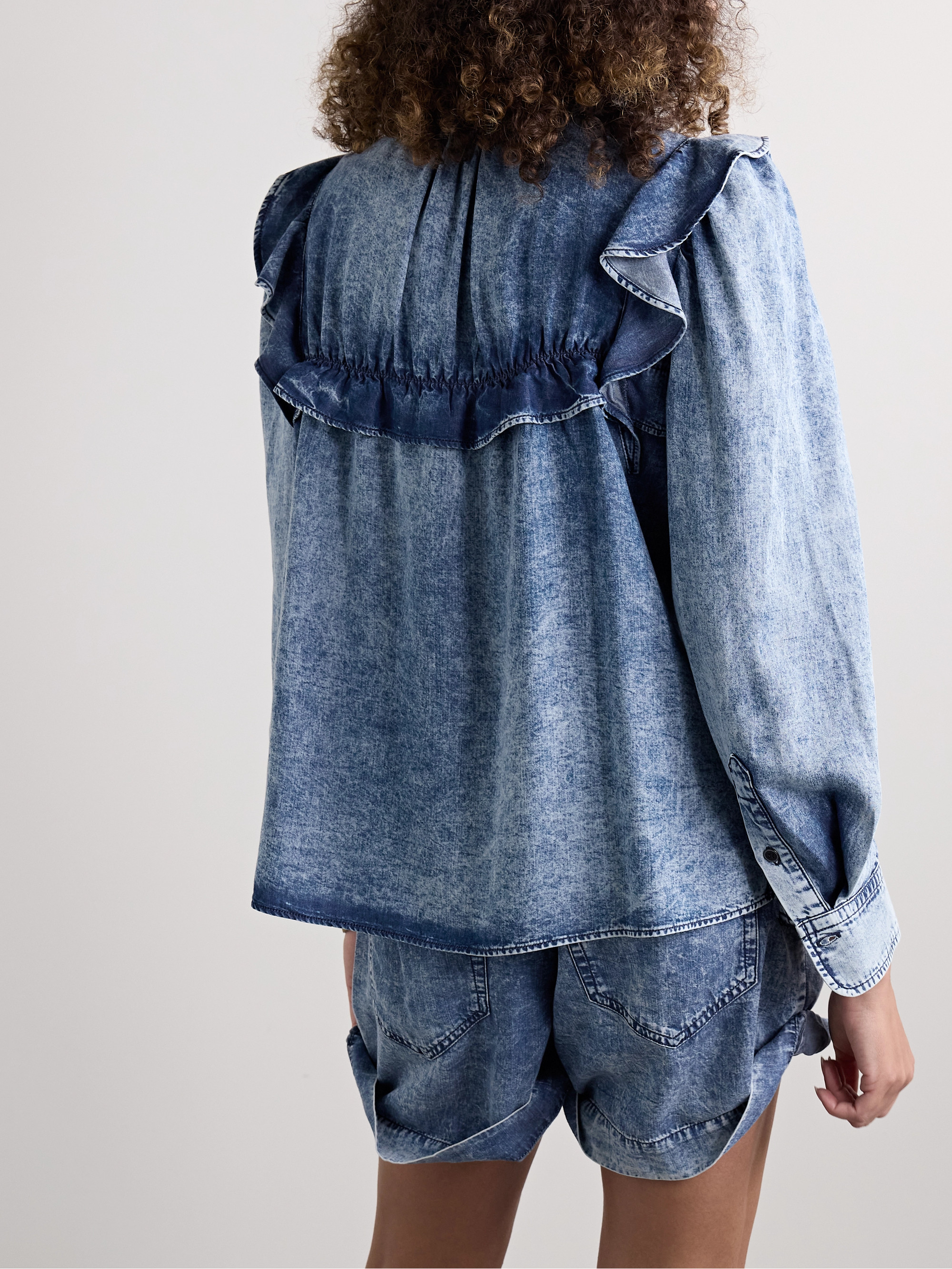 Marant Étoile Idety ruffled LENZING™ Lyocell chambray shirt thumbnail