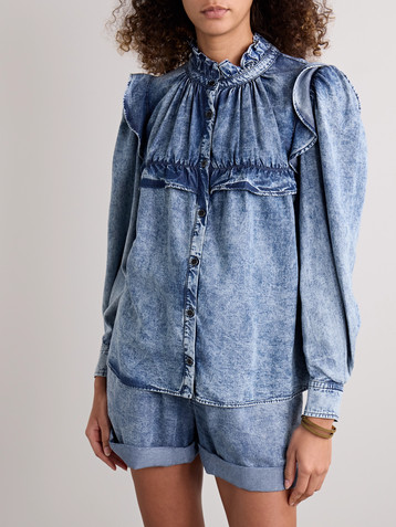 Marant Étoile Idety ruffled LENZING™ Lyocell chambray shirt