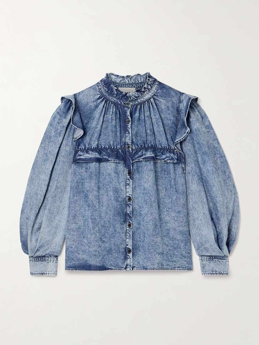 Marant Étoile Idety Ruffled Lenzing™ Lyocell Chambray Shirt