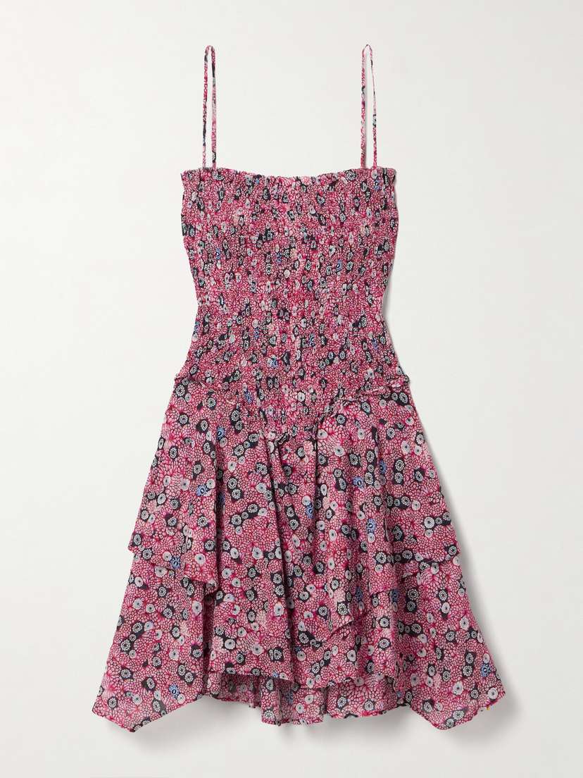 Marant Étoile Anka Shirred Tiered Printed Cotton-voile Mini Dress
