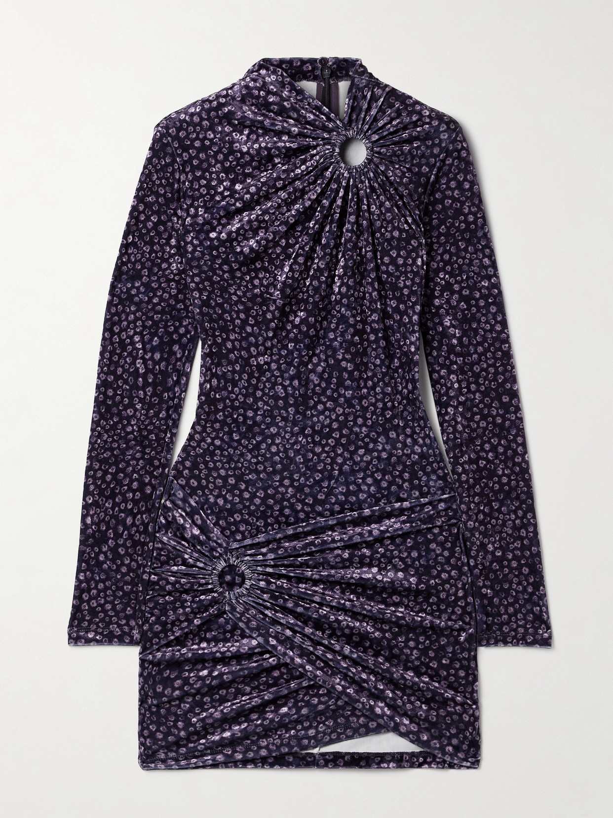 Isabel Marant Étoile Havana Draped Floral-print Velvet Mini Dress In Purple