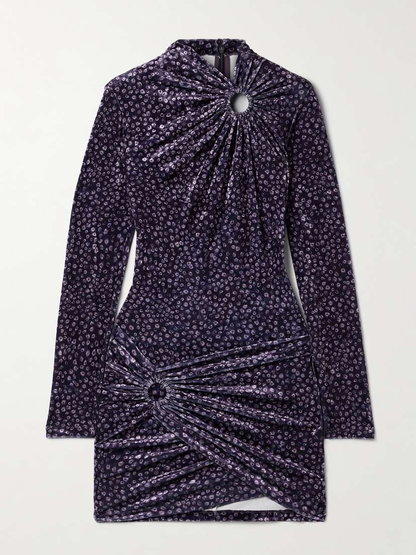Marant Étoile Havana Draped Floral-print Velvet Mini Dress