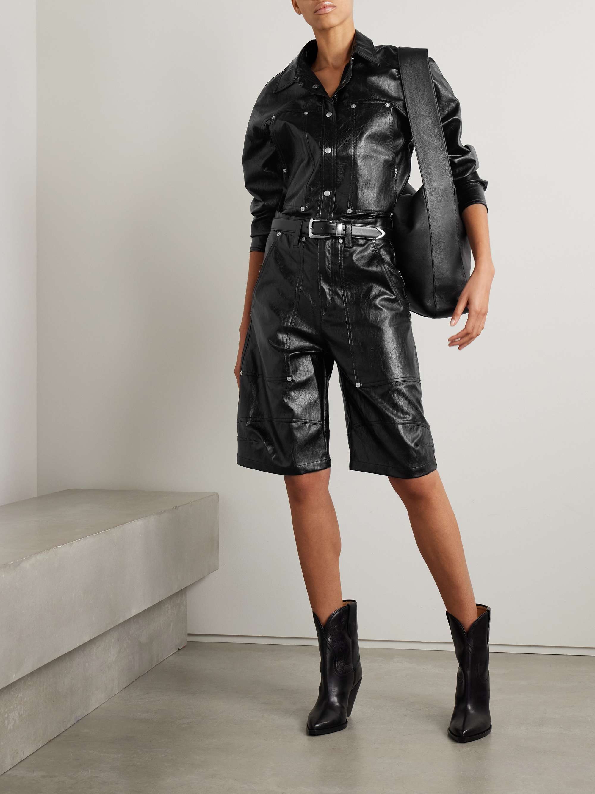 Azilia crinkled faux leather shorts
