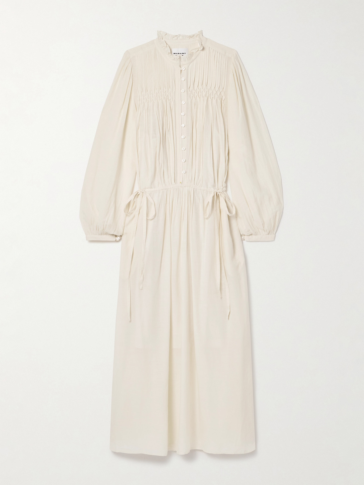 ISABEL MARANT ÉTOILE DALIDA SMOCKED COTTON-BLEND VOILE MIDI DRESS