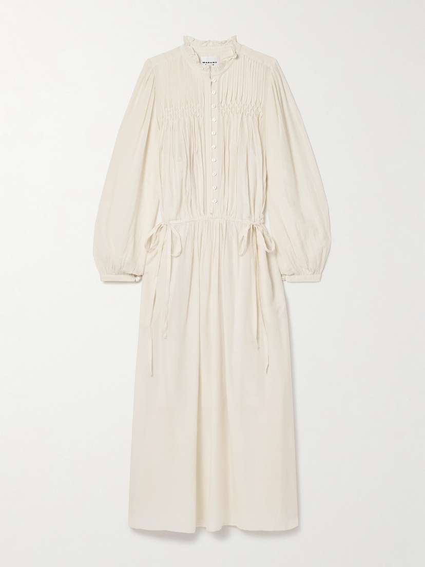Marant Étoile Dalida Smocked Cotton-blend Voile Midi Dress