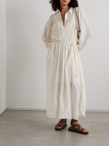 Marant Étoile Dalida smocked cotton-blend voile midi dress