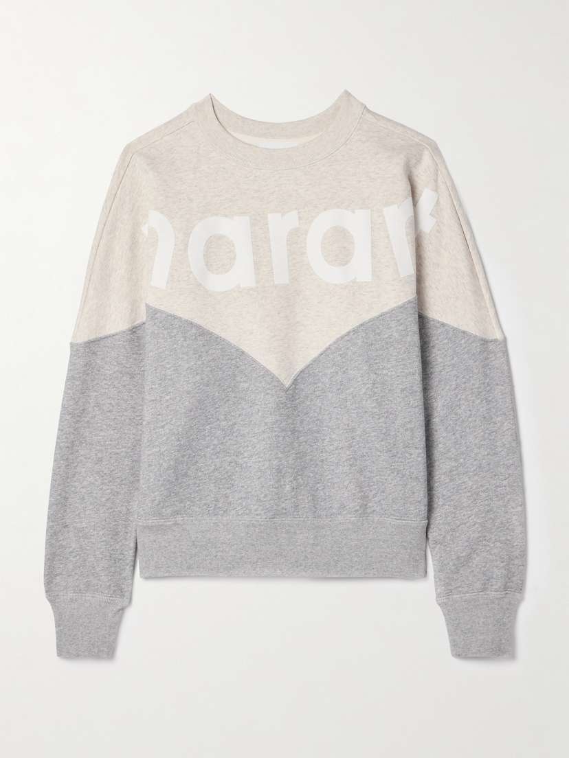 Marant Étoile Houston Flocked Two-tone Cotton-blend Jersey Sweatshirt