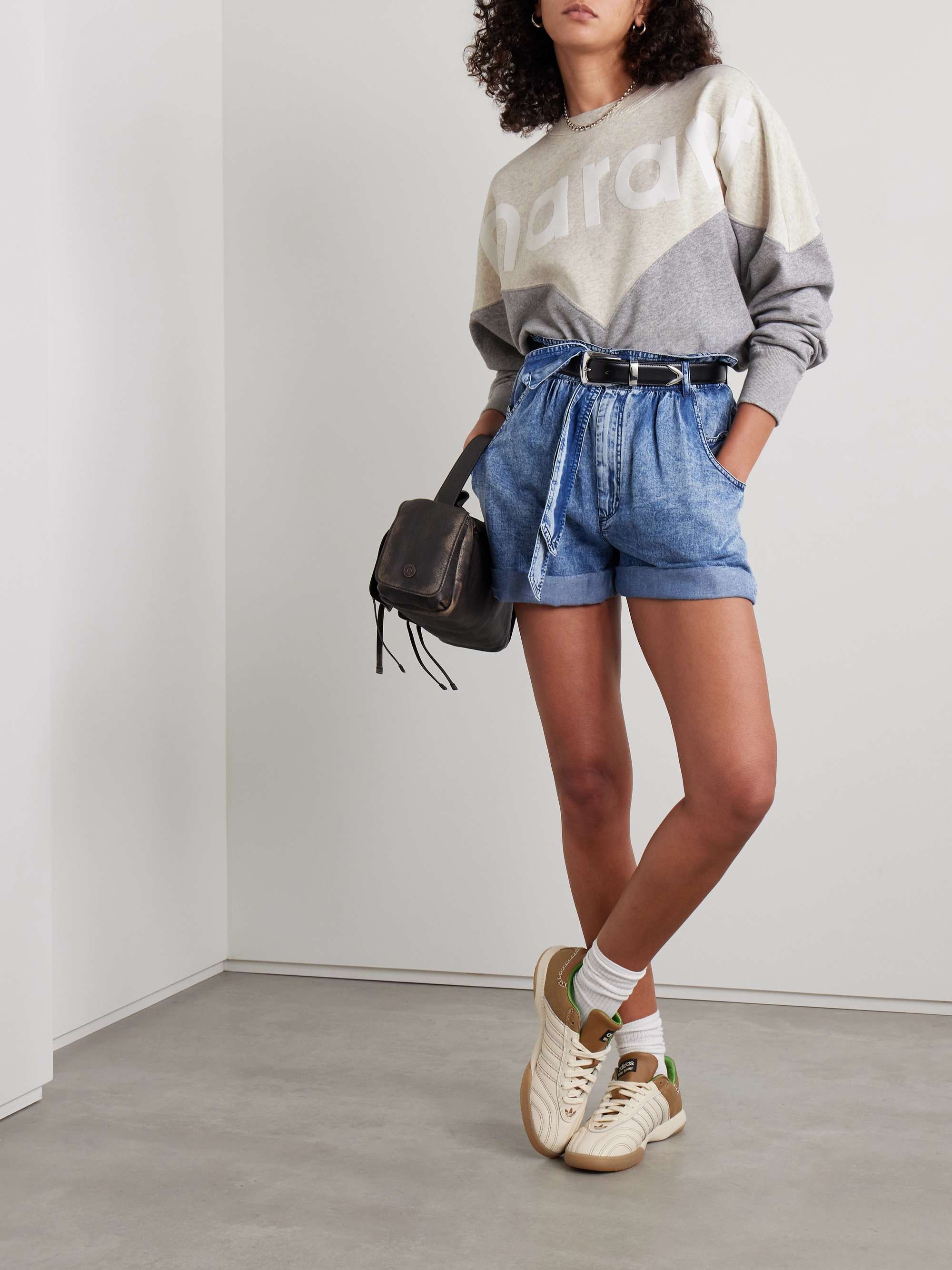 MARANT ÉTOILE Sweat en jersey de coton mélangé floqué Houston