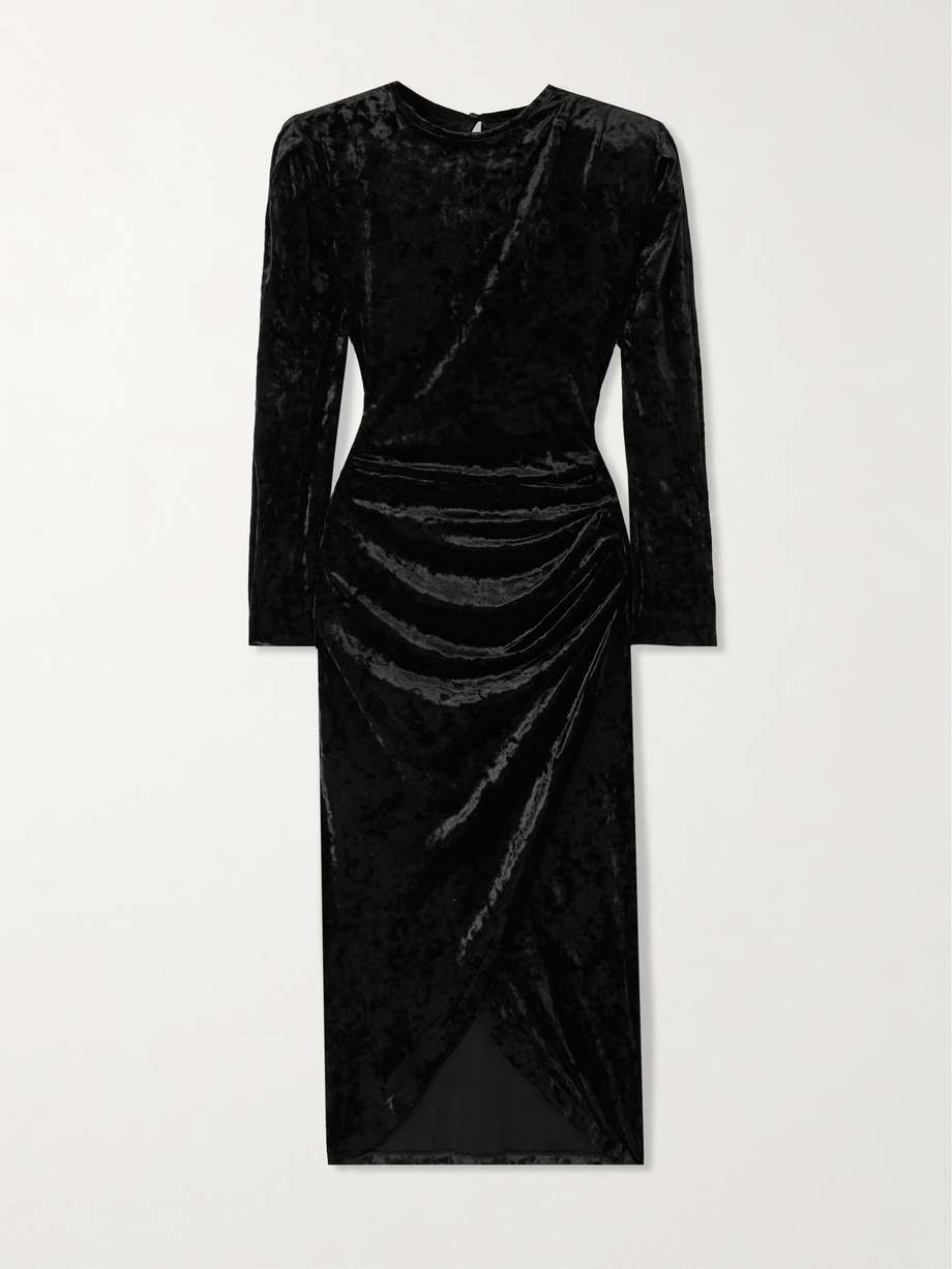 hadley wrap-effect velvet midi dress