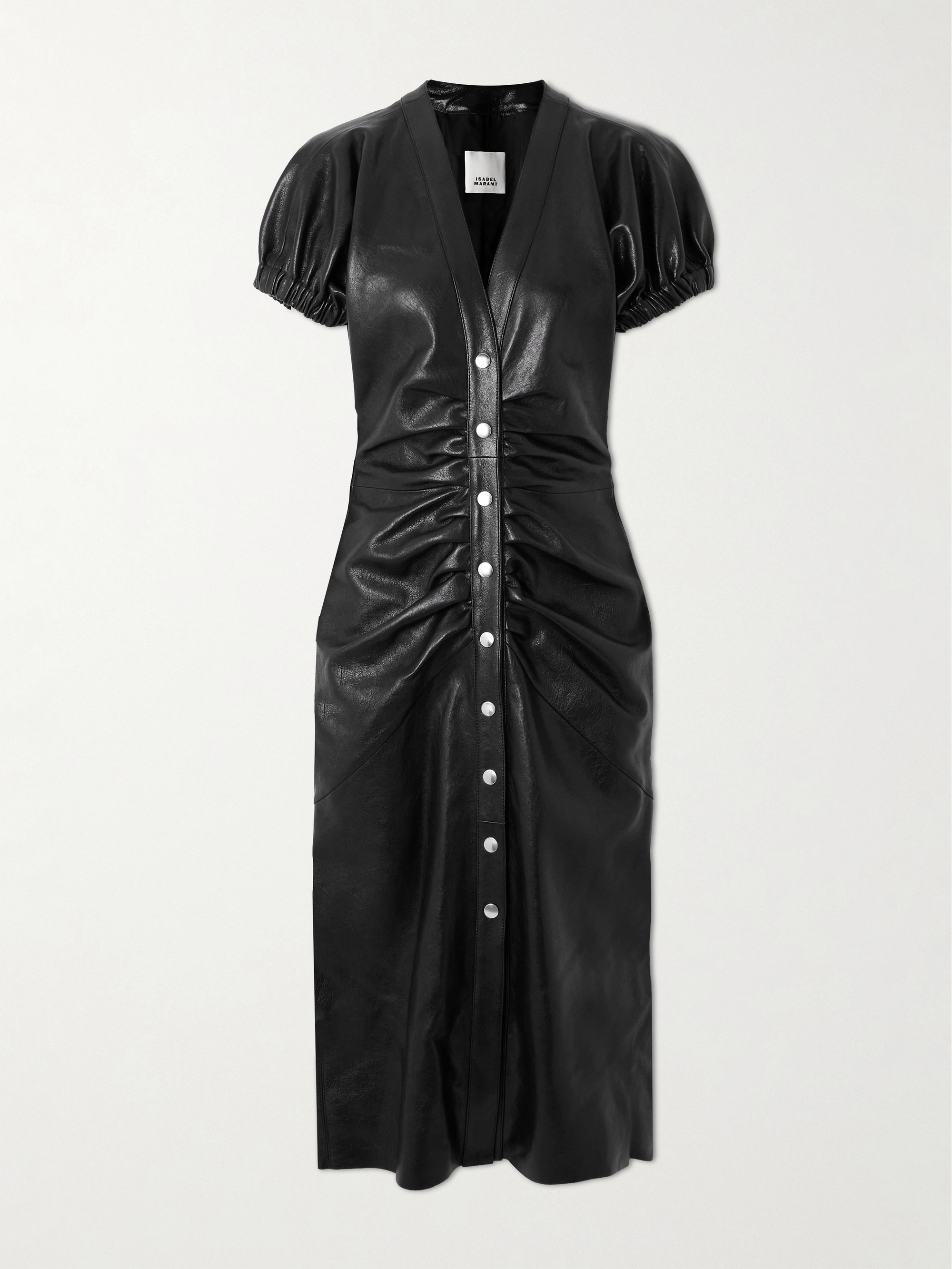 Isabel Marant Carly ruched leather midi dress