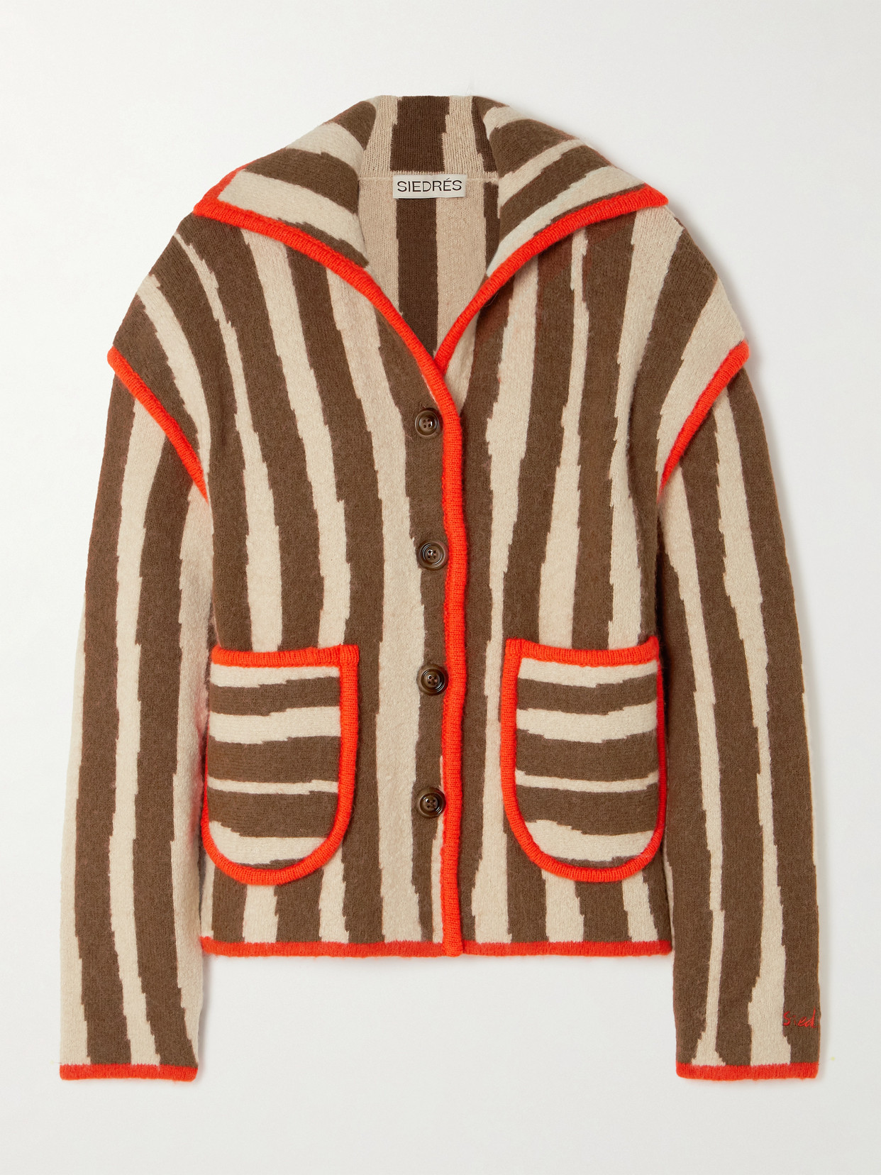 Siedres Layered Striped Knitted Cardigan In Neutrals