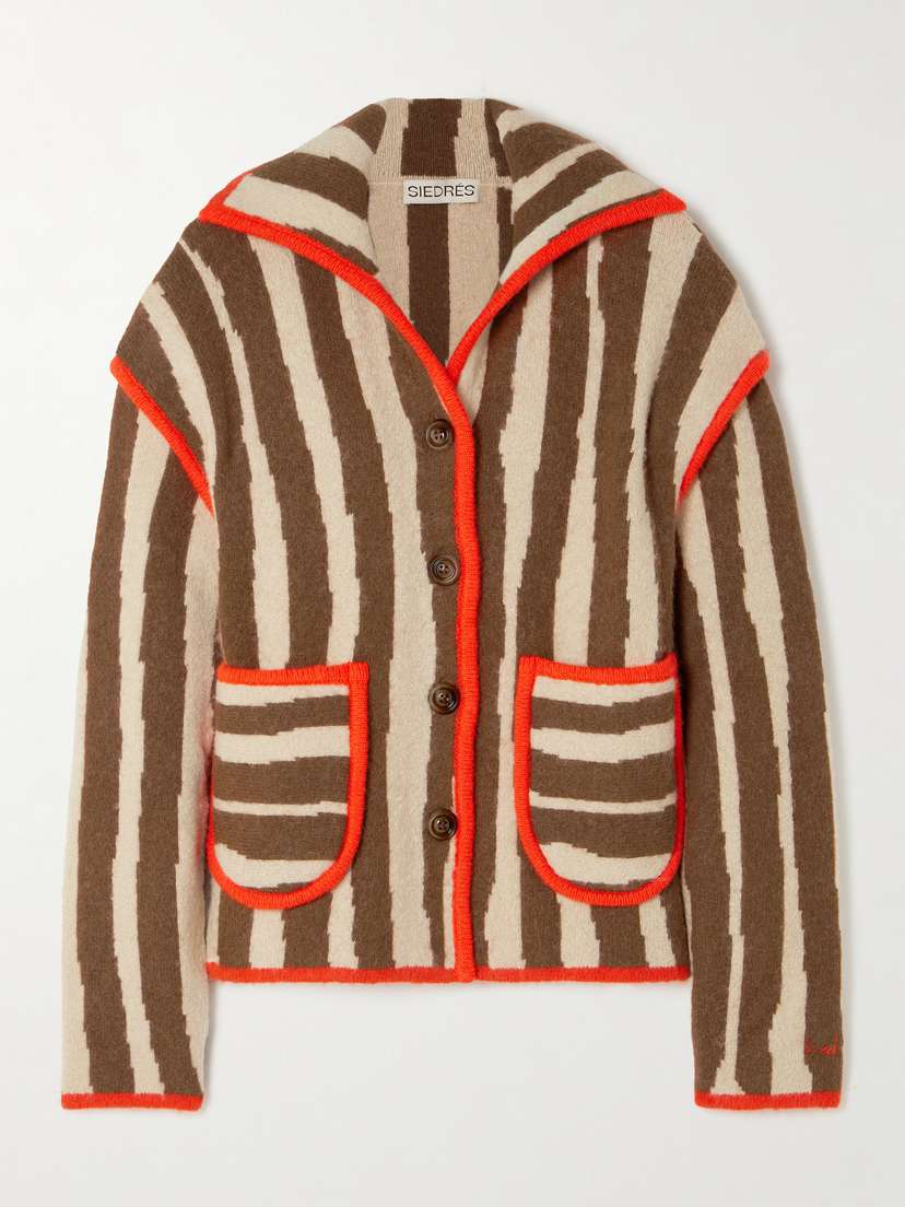 SIEDRÉS Layered Striped Knitted Cardigan