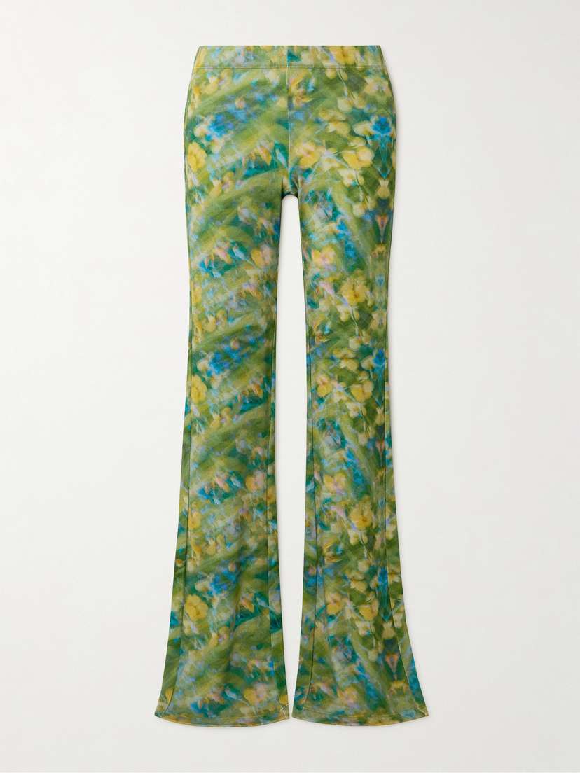 SIEDRÉS Floral-print Stretch-jersey Flared Pants