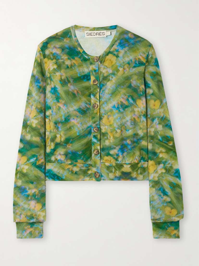 SIEDRÉS Floral-print Stretch-knit Cardigan