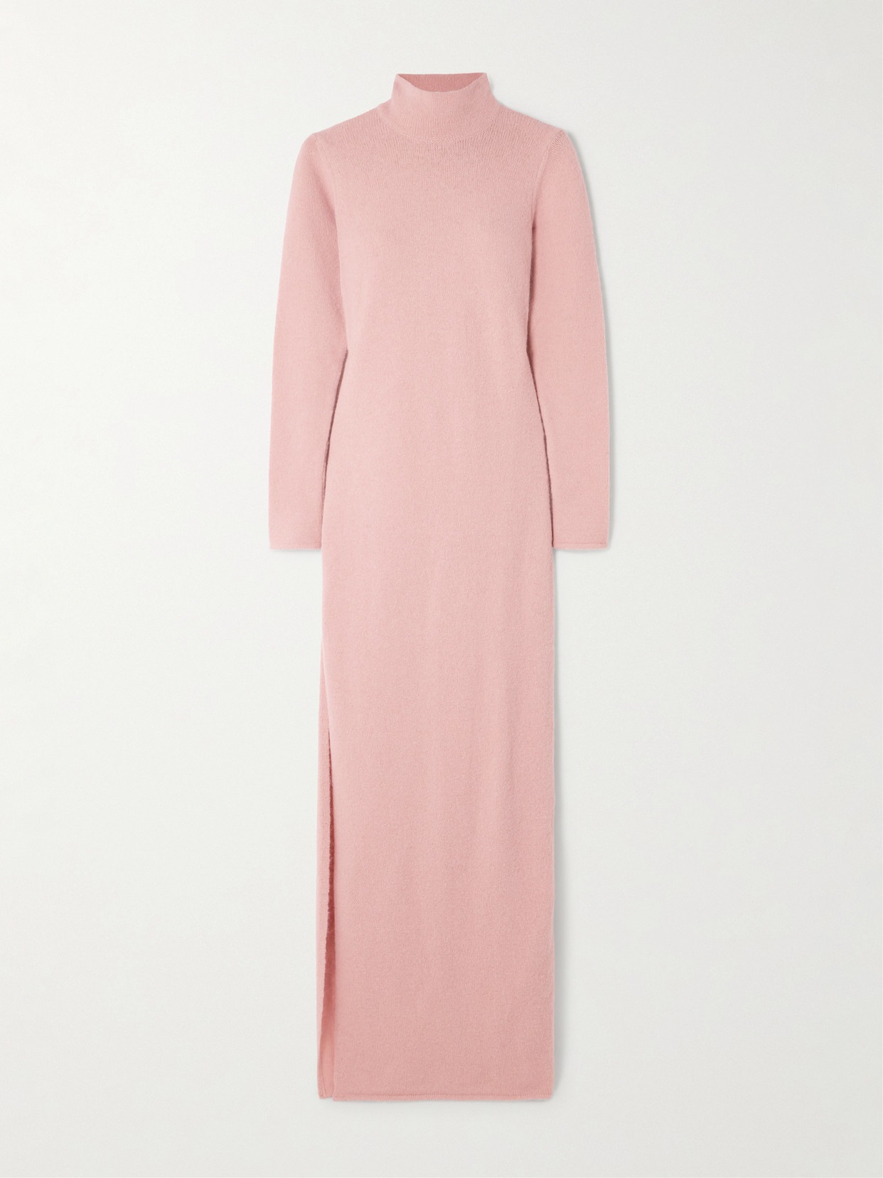 Siedres Embroidered Stretch-knit Turtleneck Maxi Dress In Pink