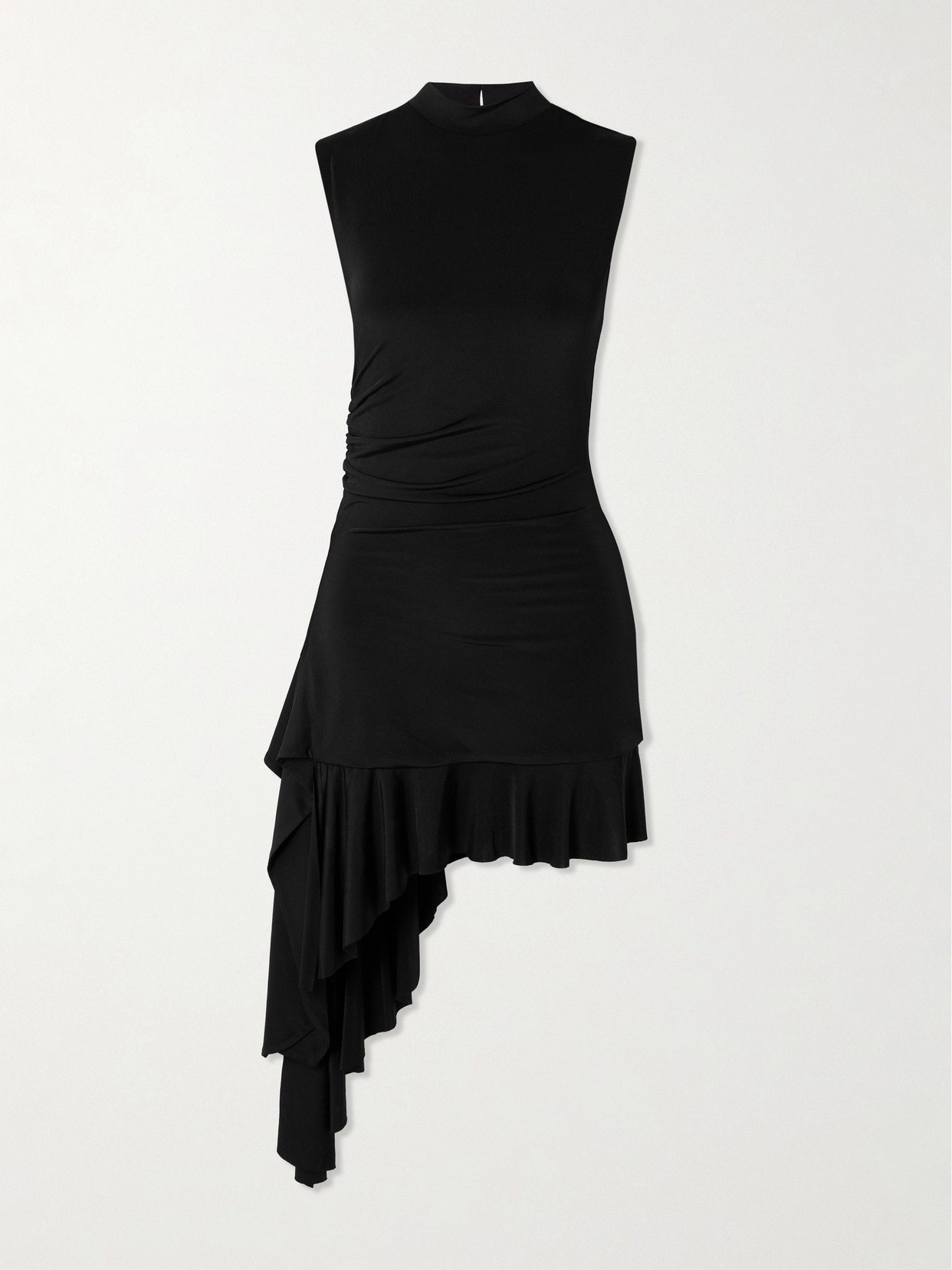 Siedres Asymmetric Draped Stretch-jersey Mini Dress In Black