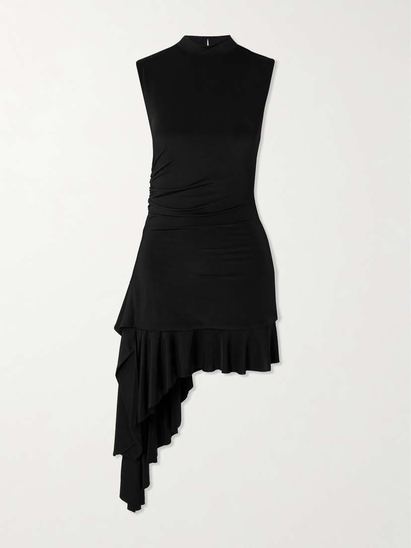 SIEDRÉS Asymmetric Draped Stretch-jersey Mini Dress