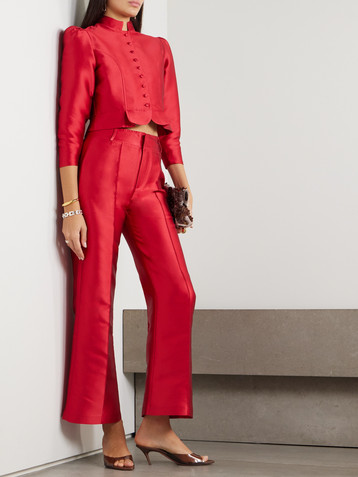 Destree Yoshi cropped satin wide-leg pants