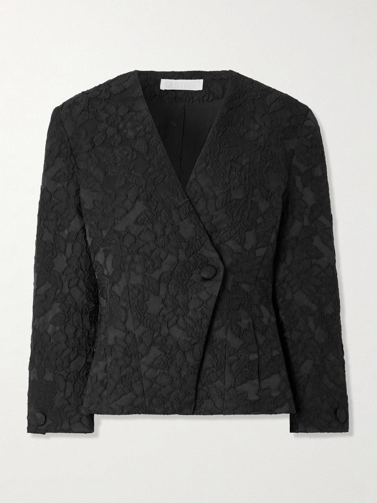 D'estree Aloise Floral-jacquard Blazer In Black