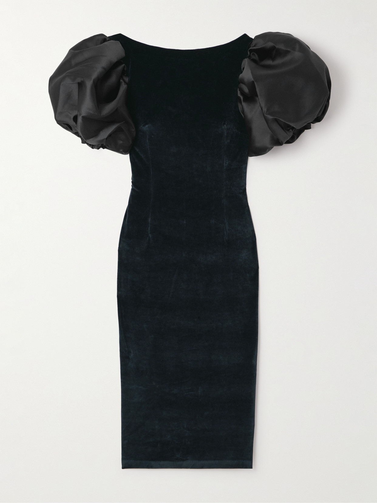 D'estree Suzanne Faille-trimmed Cotton-blend Velvet Midi Dress In Black
