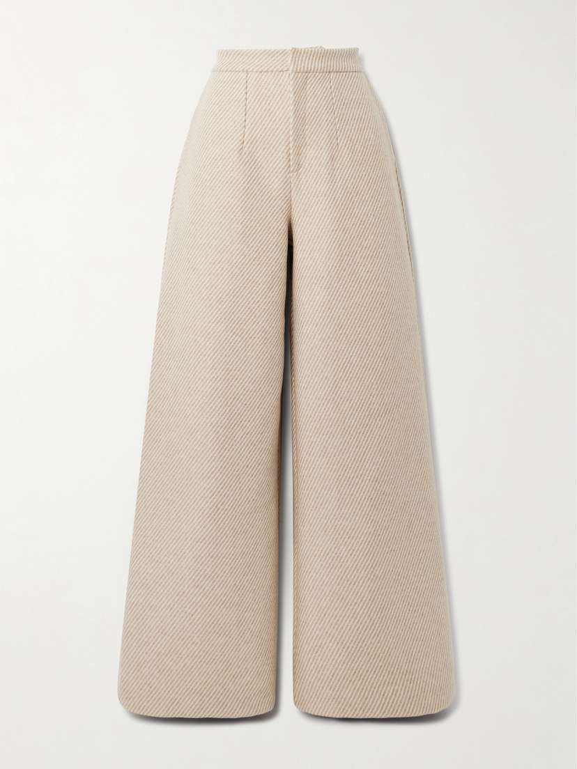 DESTREE Lenore Striped Wool-blend Wide-leg Pants
