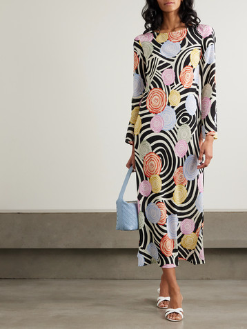 RIXO Alondra printed silk-satin midi dress