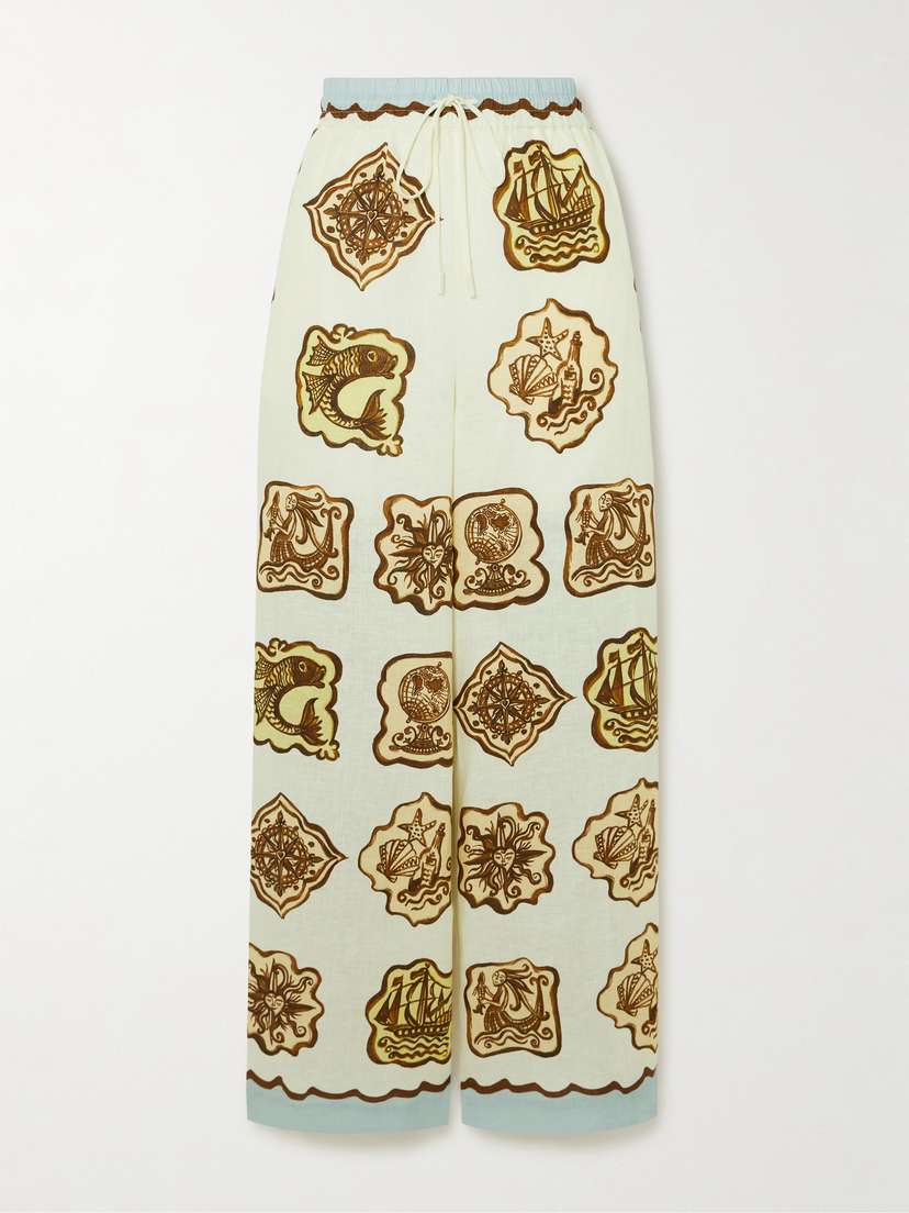 ALEMAIS Relic Printed Linen Wide-leg Pants - UK 14