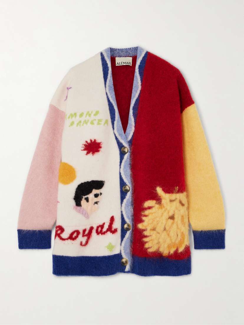 ALEMAIS + Adam Lester All Aboard Brushed Jacquard-knit Cardigan - x large