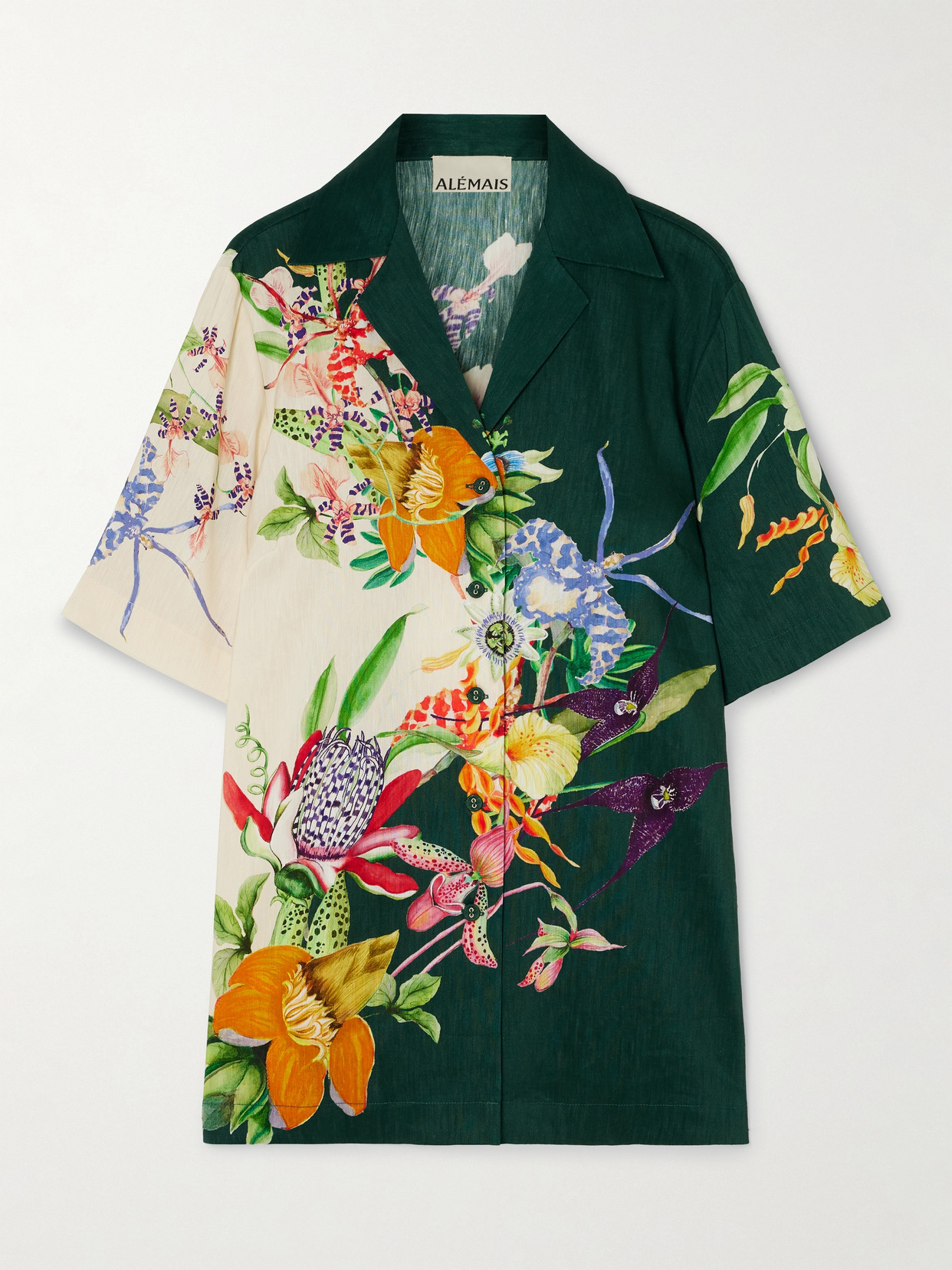 Alemais Aggie Printed Linen-blend Shirt In Green