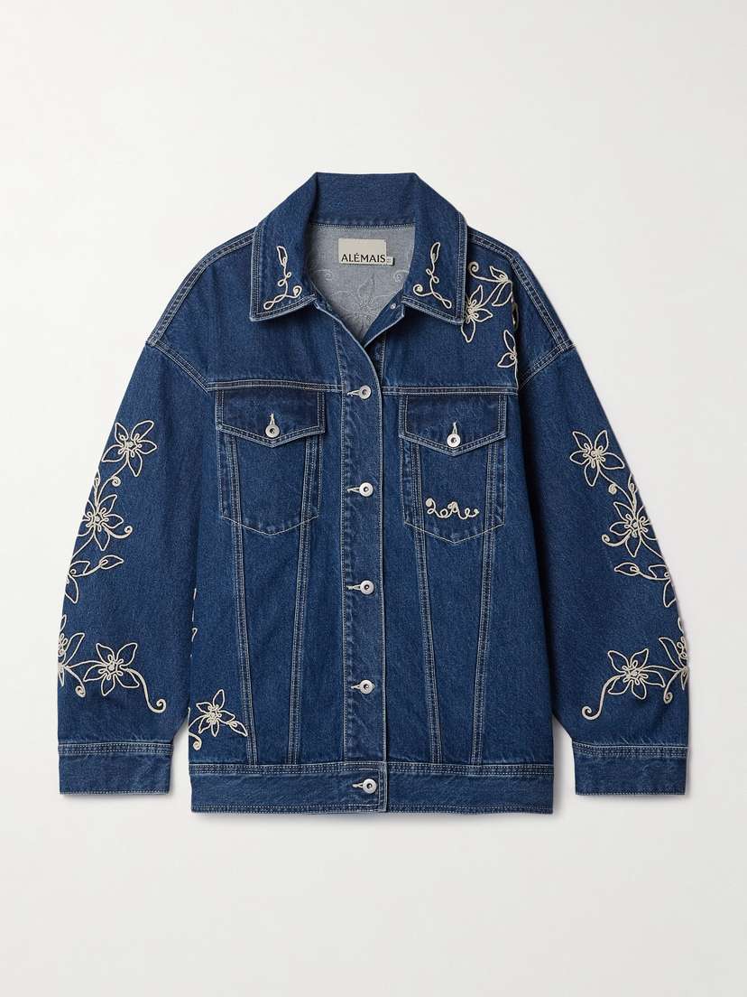ALEMAIS Carmen Embroidered Denim Jacket - UK 10