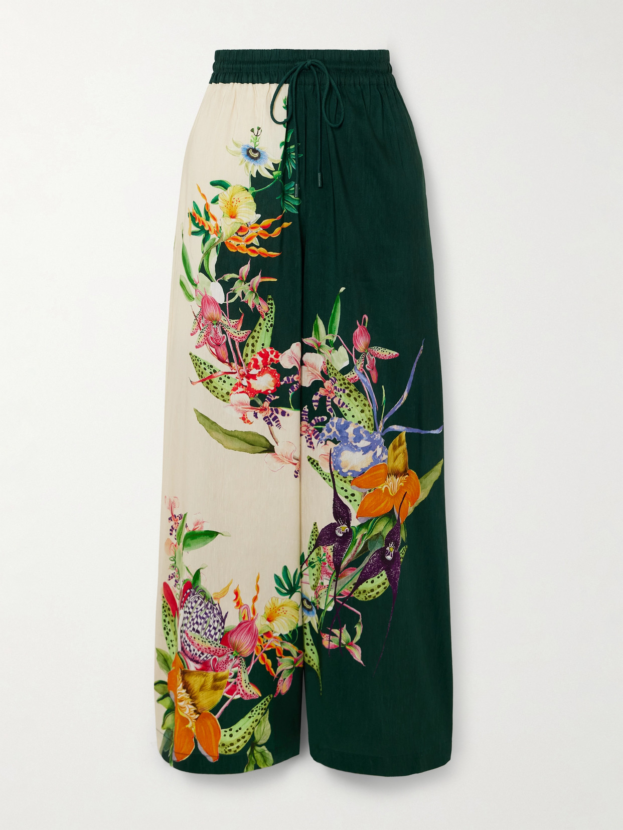 ALEMAIS AGGIE FLORAL-PRINT LINEN-BLEND WIDE-LEG PANTS