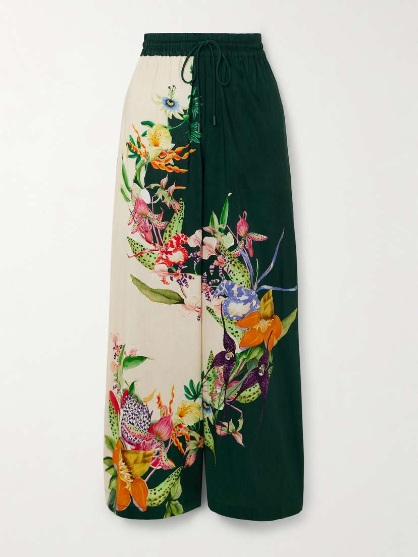 ALEMAIS Aggie Floral-print Linen-blend Wide-leg Pants