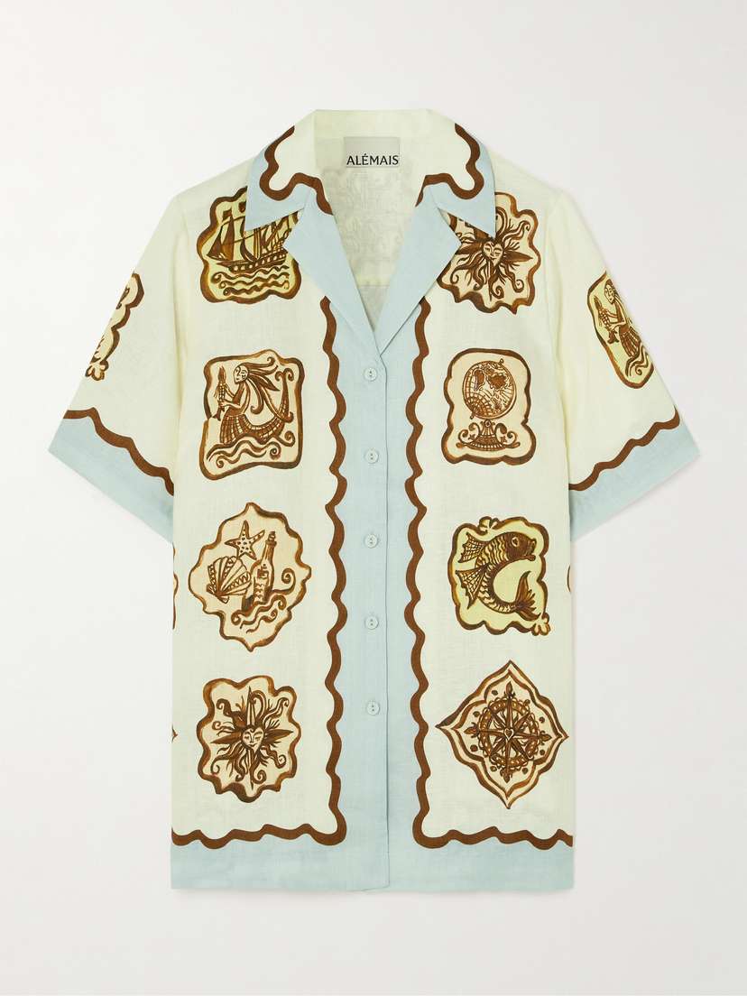 ALEMAIS Relic Oversized Printed Linen Shirt - UK 6